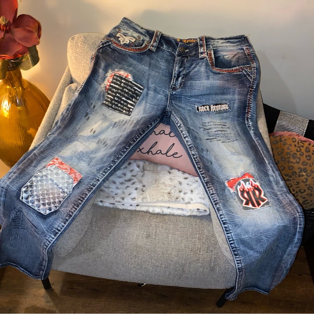 Rock Revival Distressed Blue Boyfriend Jeans